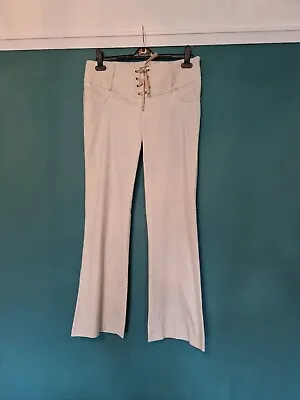 Jane Norman Y2k 00's Low Rise Flared Trousers Size 16 Lace Up Detail  • £30