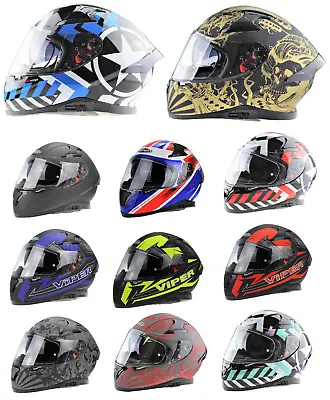 ViPER RS-V95 FULL FACE ACU GOLD DUAL VISOR MOTORCYCLE MOTORBIKE CRASH HELMET • $124.41