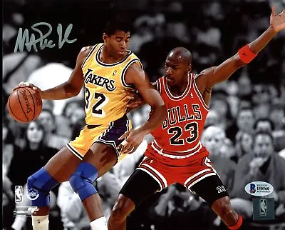 Lakers Magic Johnson Signed 8X10 Spotlight Photo W/ Michael Jordan BAS Witness 4 • $99.99