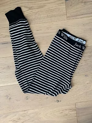 JACK WILLS Leggings UK 10 Medium Navy Blue Striped Cotton • £8