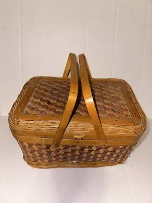 Old Used Vintage Wicker Sewing Box Basket Huge Lot Of 51 Mostly New Supplies • $50