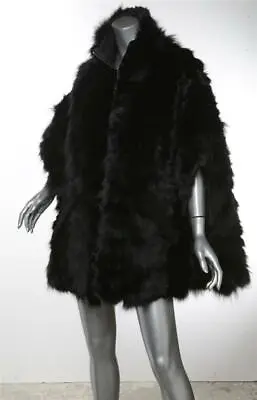 MARNI Black Fox Fur Reversible Zip-Front Cape Jacket Coat US2 IT38 OSFA • $1755