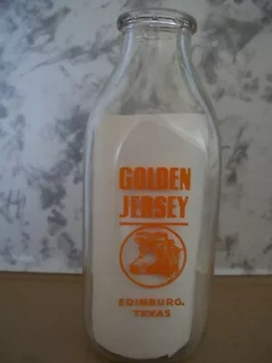 Edinburg Texas Tx Golden Jersey Quart Milk Bottle Hard To Find • $65