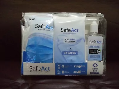 Safeact Exclusive Personal Protective Supplies Essentials Kit Wipes Masks Gloves • $15.50