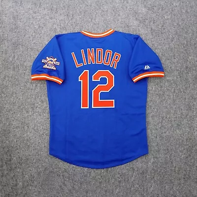 Francisco Lindor 1986 New York Mets Men's Alternate Blue 25th Cooperstown Jersey • $139.99