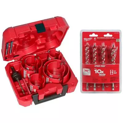 Milwaukee Hole Saw Kit Carbide W/ SPEED FEED Auger Wood Drilling Bit (14-Piece) • $312.12