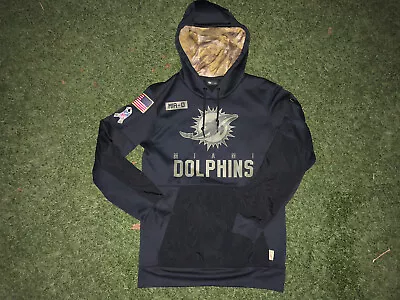 Miami Dolphins Nike On Field NFL Salute To Service  Hoodie Sz Small Dri Fit EUC • $49.99