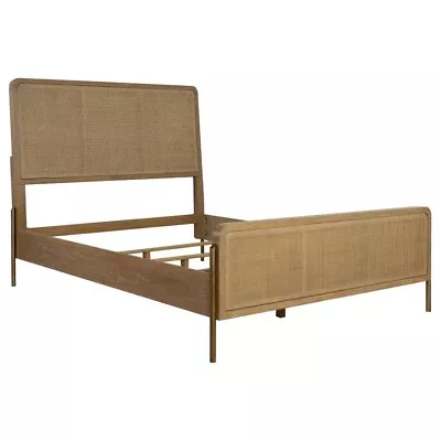 Mid Century Sand Wash Woven Cane Queen Bedroom Furniture • $999