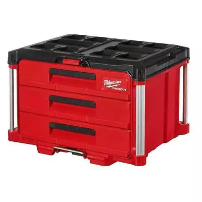 MILWAUKEE 48-22-8443 PACKOUT 3 Drawer Tool Box W/ 50lbs Capacity  Brand New • $169.99