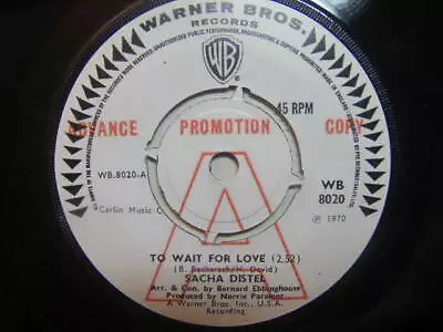 Sacha Distel – To Wait For Love 1970 Demo 7” Warner Bros WB 8020 • £3.90