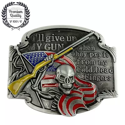 Metal Zinc Alloy Belt Buckle Western Cowboy Skull Gun Flag Casual Fashion Style • $19.17