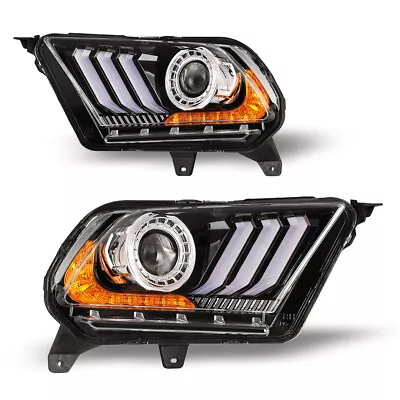 LED Projector Headlights For 2010-2012 Ford Mustang Sequential Turn Signal Pair • $249.99