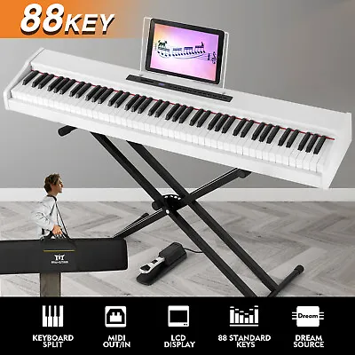 Full Size 88Key Semi-Weighted White Digital Piano Electronic Keyboard StandPedal • $209.99