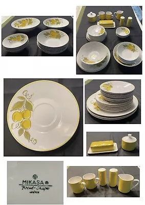 VINTAGE Mikasa Dinnerware GOLDEN VALLEY #2009KJ Fruit Leaves 36-Piece Set JAPAN • $128.88