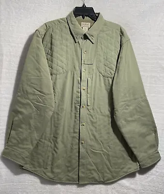 L.L. Bean Nylon Work Jacket Heavy Men's Large Long Sleeve Green Button Up • $17.49