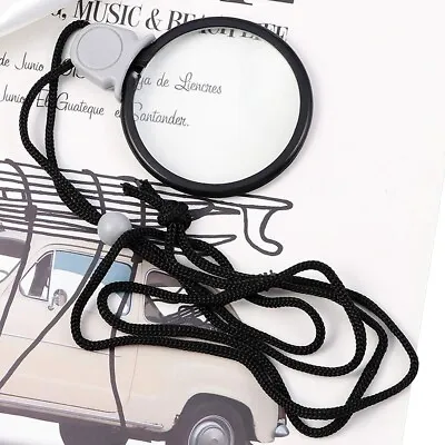 NECKLACE MAGNIFYING GLASS Hanging Neck Reading Eye Aid Text Map Book Newspaper • £5