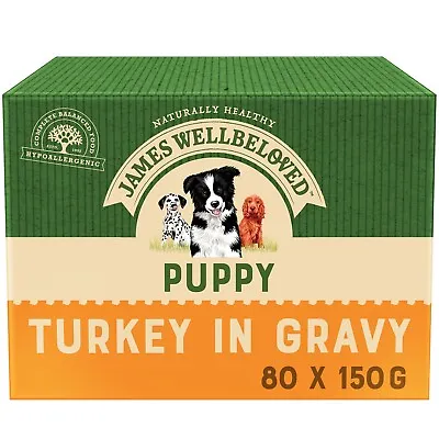 £81.60 • Buy 80 X 150g James Wellbeloved Puppy Wet Dog Food Pouches Turkey & Rice In Gravy