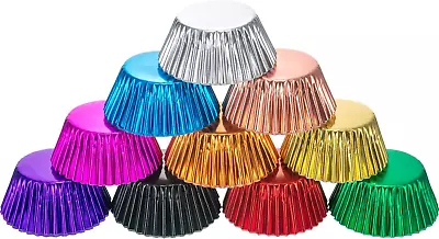 200 Pieces  Foil Cupcake Liners Standard Size Metallic Paper Baking Cups Muffin • $15.99