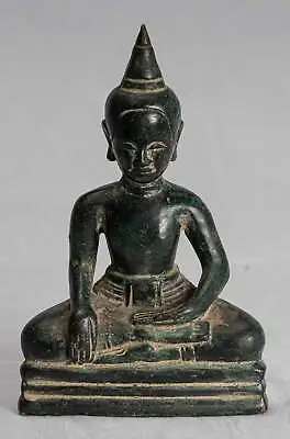 Antique Khmer Style Bronze Enlightenment Phnom Da Buddha Statue - 15cm/6  • $309.50