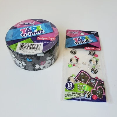 $9.95 • Buy Lot Art Skills Skulls Designer Duct Craft Tape & Adhesive Gems Trendz Artskills