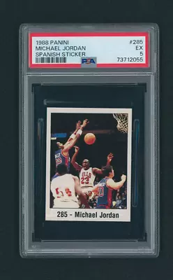 1988 Panini Michael Jordan Spanish Sticker #285 PSA 5 EX NEW LABEL = TOUGH GRADE • $499.99