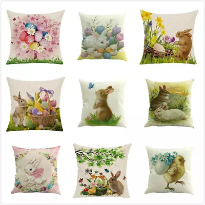 Easter Bunny Rabbit Waist Throw Pillow Case Decorative Cushion Cover Cojines 18' • £4.79