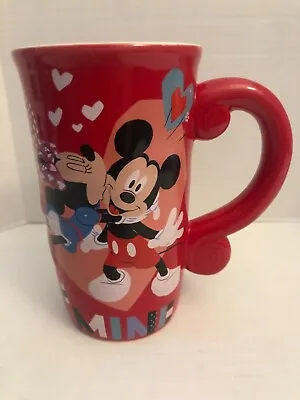 Disney Mickey Minnie Mouse Red Valentine's Day 16 Ounce Tall Coffee Mug Tea Cup • $23.99