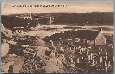 Menai Suspension Bridge (over 100 Years Old) Anglesey Wales M.Bge.85 Postcard • £2.20