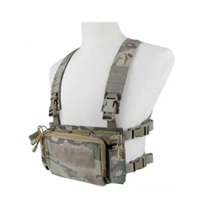 Modular Tactical Vest Chest Rig W/ Mag Pouch Lightweight Hunting Wargame Airsoft • £46.68