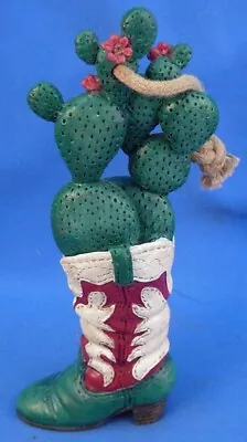 Cactus In A Western Cowboy Boot Resin Christmas Ornament 4.25 Tall • $2.96