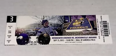 9/9/12 Jaguars Vikings Full Ticket Stub Harrison Smith Matt Khalil NFL DEBUT AP • $36.74