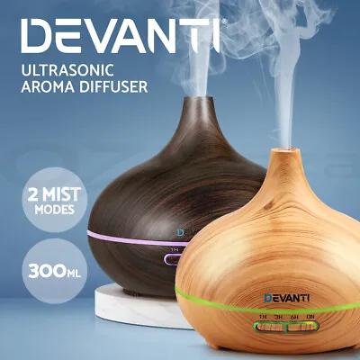 $31.30 • Buy Devanti Aromatherapy Diffuser Aroma Essential Oil Air Humidifier Wood Grain