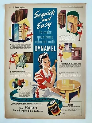 Vintage Australian Advertising 1941 Ad TAUBMANS DYNAMEL PAINT Home Furniture Art • $21.95