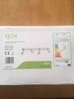 £25 • Buy Tp24 Bern 4 Spot Bar Light, 4x3.5W LED Spotlights, Crome Silver Model Tap24-2134