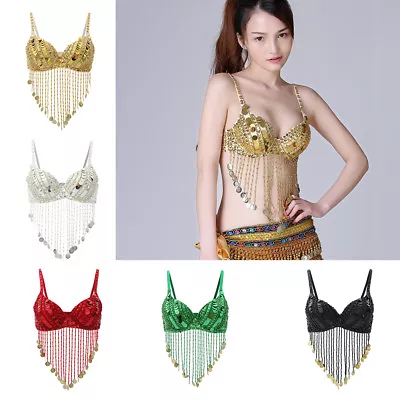 £17.02 • Buy   Women's Belly Dance Sequins Beaded Bra Top Samba Dancing Costume Show