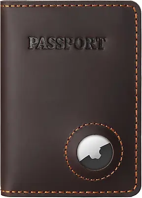 Passport Holder With Airtag Slot Full Grain Leather Mens Air Tag Passort Travel • $29.10