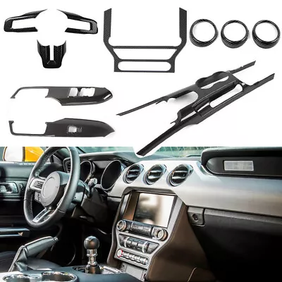 10pcs Carbon Fiber Center Console Dash Gear Shift Trim Kit For Ford Mustang 15+ • $190.99