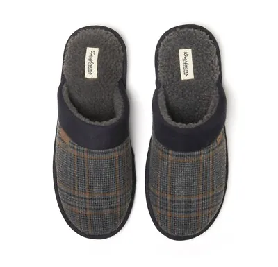 DEARFOAMS Men’s XL (13-14) Cozy Comfort Plaid Bound Scuff Slippers Memory Foam • $15.95