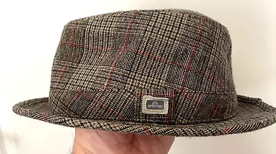 Animal Vintage 80’s Fedora Tweed Check Trilby Rare Hat Medium 56CM Approx Wool • £59.99