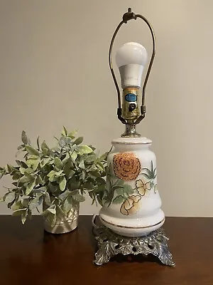 Vintage (1978) EF & EF Industries Inc. Milk Glass/ Floral Design Lamp ~ No Shade • $54.99