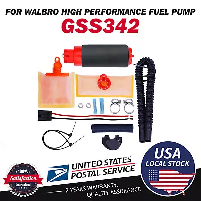 340LPH EFI Fuel Pump Automotive + Install Kit Turbine E85 Kits TI/Walbro GSS342 • $20.88