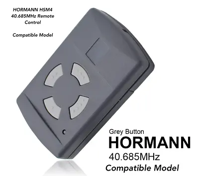 HORMANN Garage Door Remote Control Keyfob Transmitter 40.685MHz GREY BUTTONS • £17.95