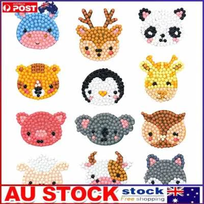 $9.49 • Buy 12pcs Diamond Painting Stickers Art Crafts 5D DIY Animal Pattern For Kids Adults