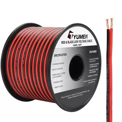 100FT 12/2 Gauge 2pin 2 Color Red Black Cable Hookup Electrical Wire LED • $29.59