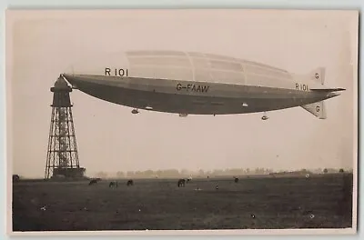Great Britain C. 1930 Airship R-101 At Mooring Mast Real Photo Postcard RPPC  • $39.99