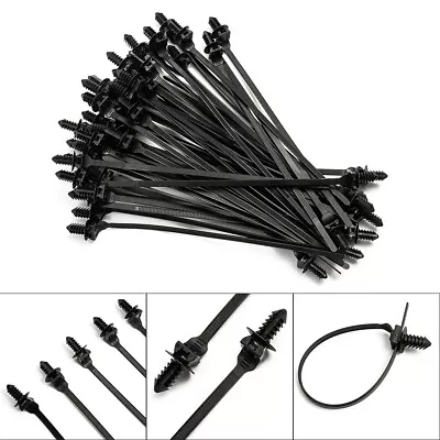 Black Cable Ties Car Parts Pipe Push Clips Wire 185mm 50pcs High Quality • $17.94