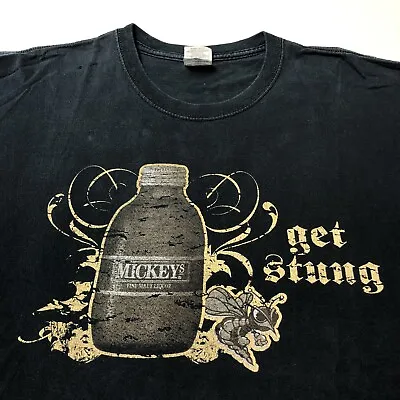 VINTAGE 2004 Mickey's Beer T-Shirt Get Stung Hornet Black Bar Drinking XL • $0.99