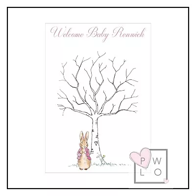 £4.50 • Buy FINGER PRINT TREE Flopsy Bunny ‘Guestbook Style’ A4 PRINT-Baby Shower/Birthday