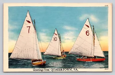 Sailboats Greetings From Quakertown PA P283A • $9.99
