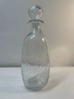 Blenko Hand Signed John Nickerson Clear Cracle Glass Decanter Mid Century Modern • $165